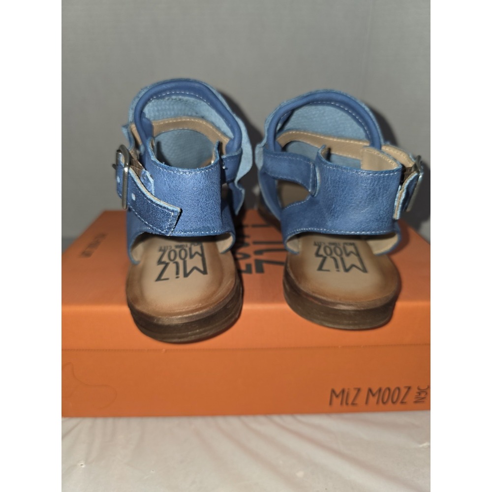 New Miz‎ Mooz Leather Ankle Strap Sandals Style Fifi  Wide  Denim EU 39 Size 8.5 - Picture 5 of 9